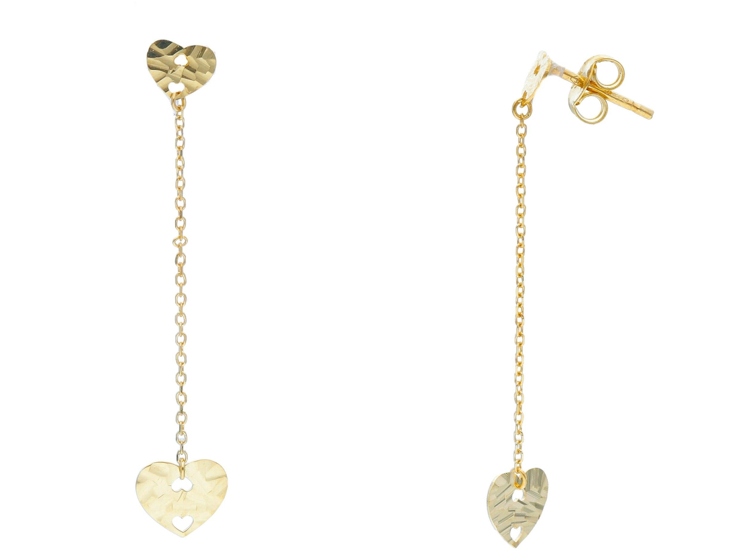 Golden heart earrings 9k with zircon  (code S241923)